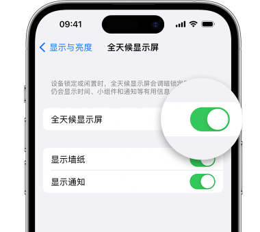 常德苹果15预约维修分享iPhone15如何设置全天候显示屏幕可见 