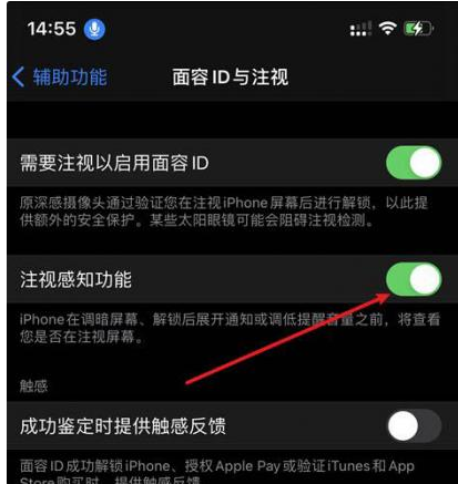 常德苹果14维修网点分享iPhone14注视感知功能有什么用 