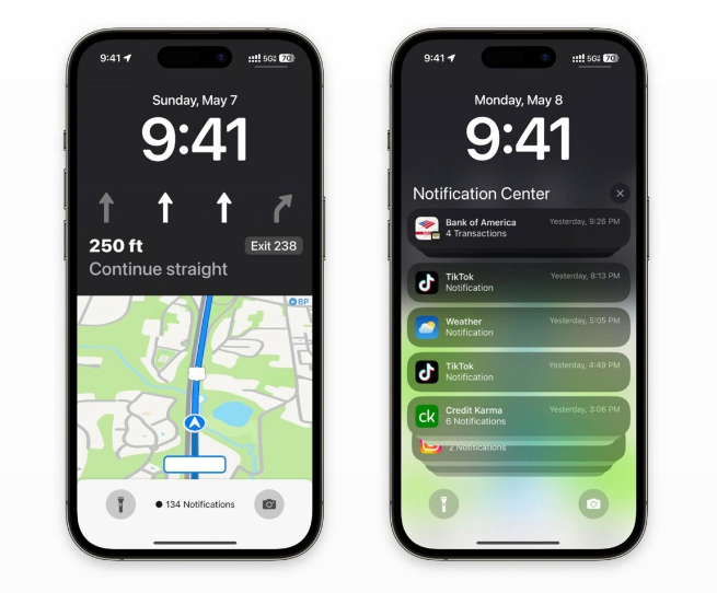 常德苹果维修服务分享iOS17锁屏地图导航半屏显示长什么样 